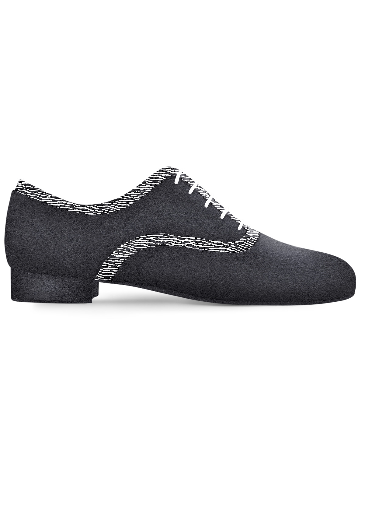 Dance Naturals Casanova Art. 129-Black Leather/Silver Zebra Print