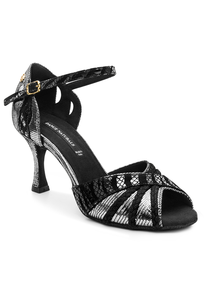 Dance Naturals Latin Dance Shoes Art. 370-Smock. Anthra / Blk Alga Suede / Blk Suede Braid