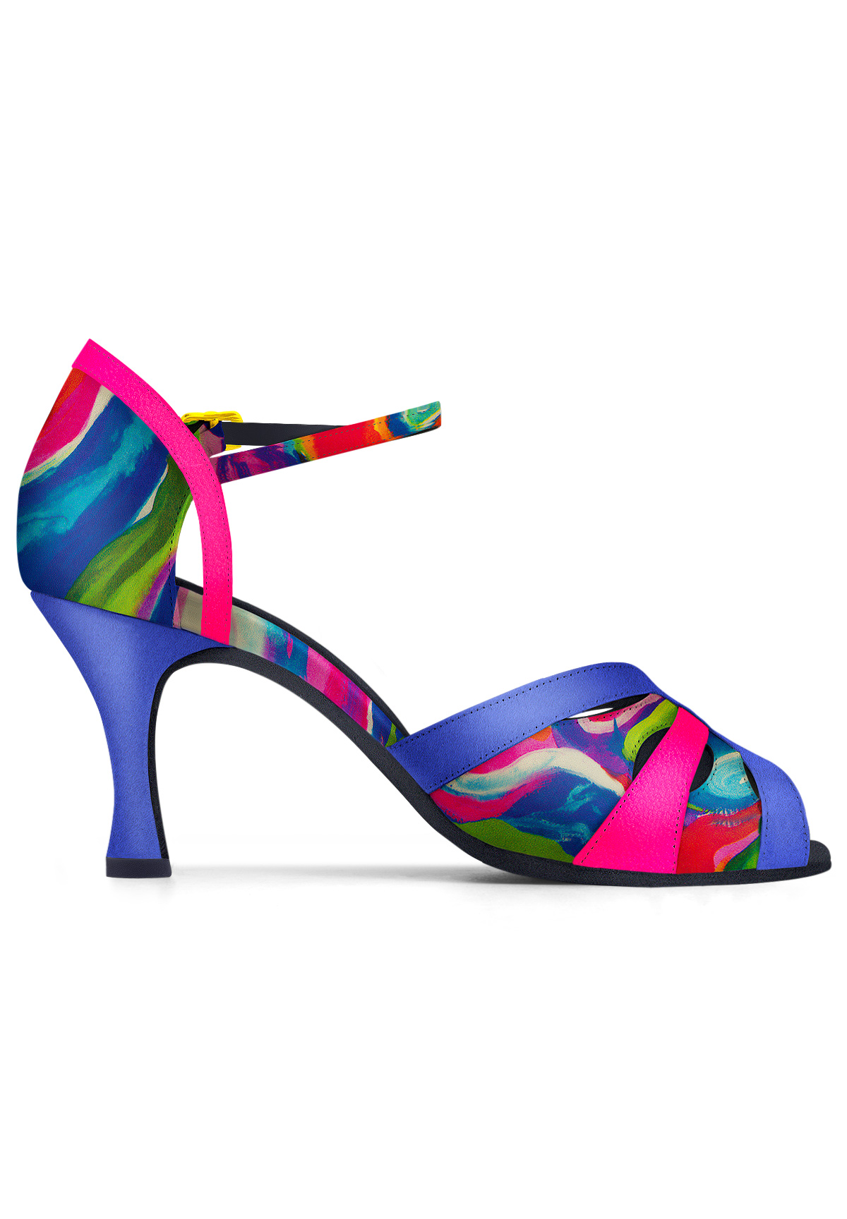 Dance Naturals Ortensia Art. 272-Blue/Fuchsia/Multicolor Print Suede