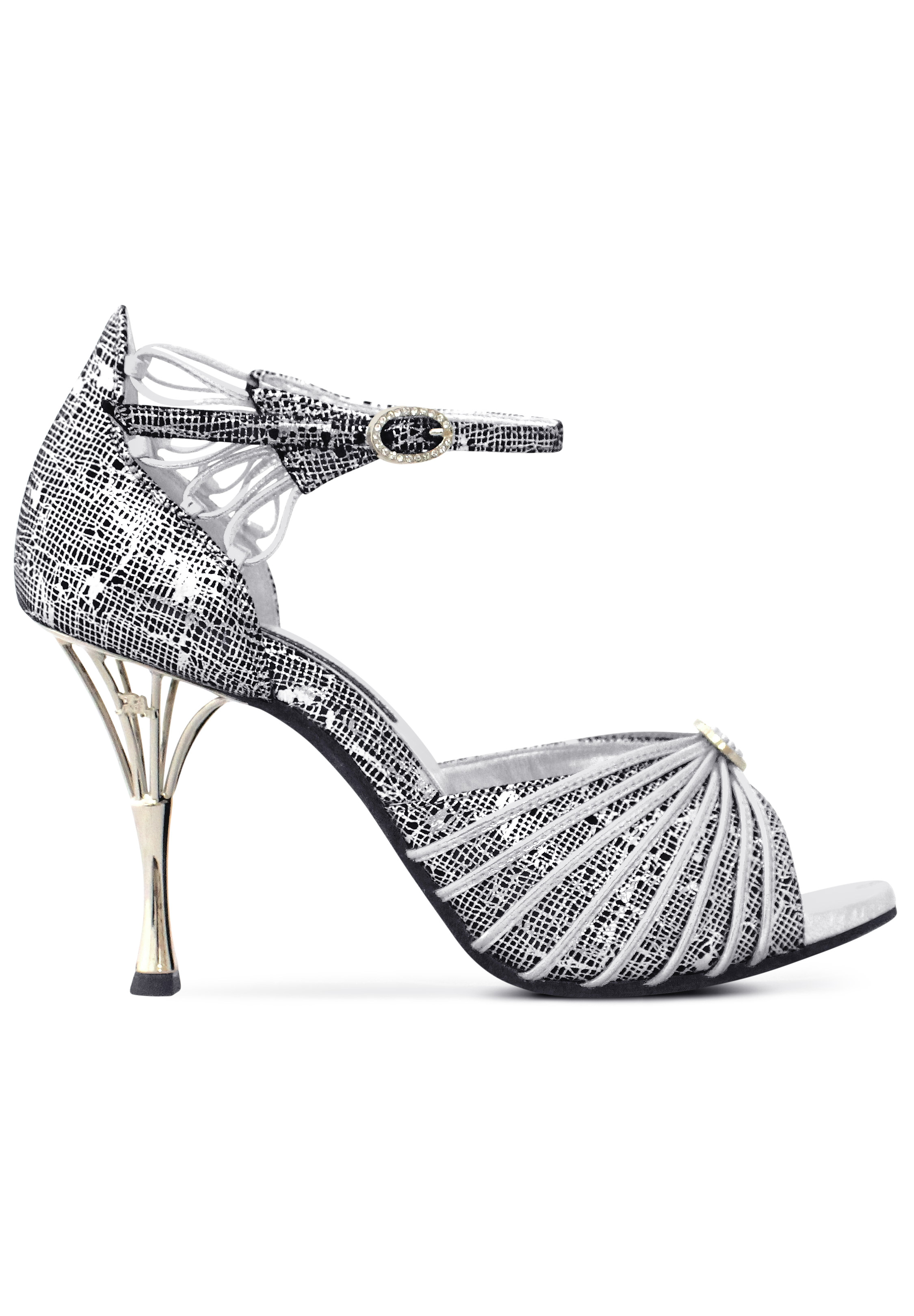 Dance Naturals Venezia Art. 885-Gratin Suede Printed/Silver Leather