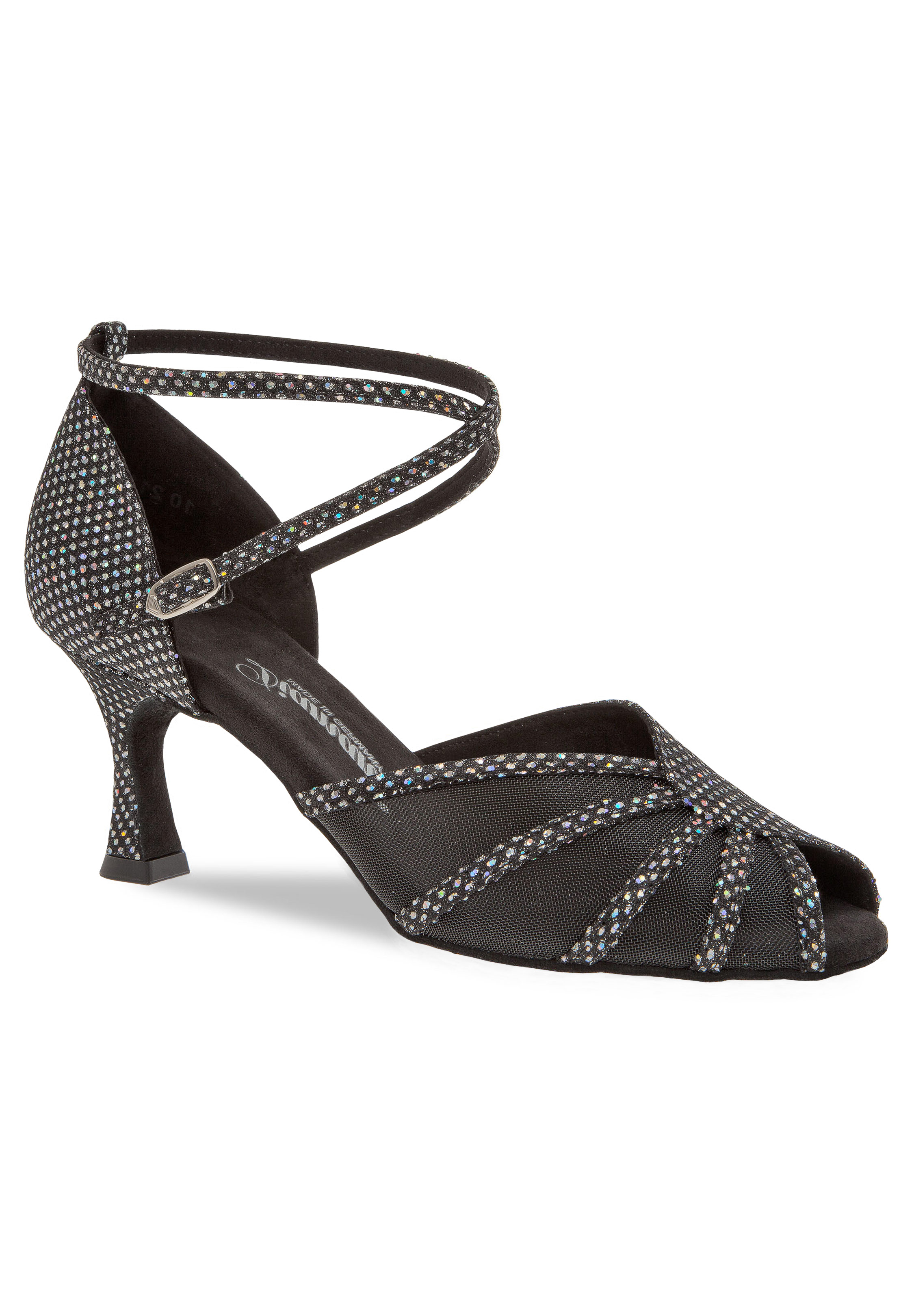 Diamant Social Dance Shoes 020-087-183-Black-silver Hologram