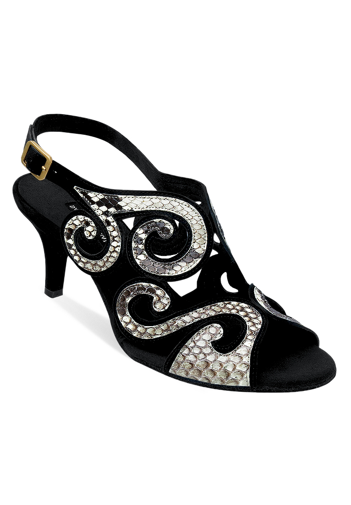 Dance Naturals Coccola Art. 85-Black Suede / Python Print