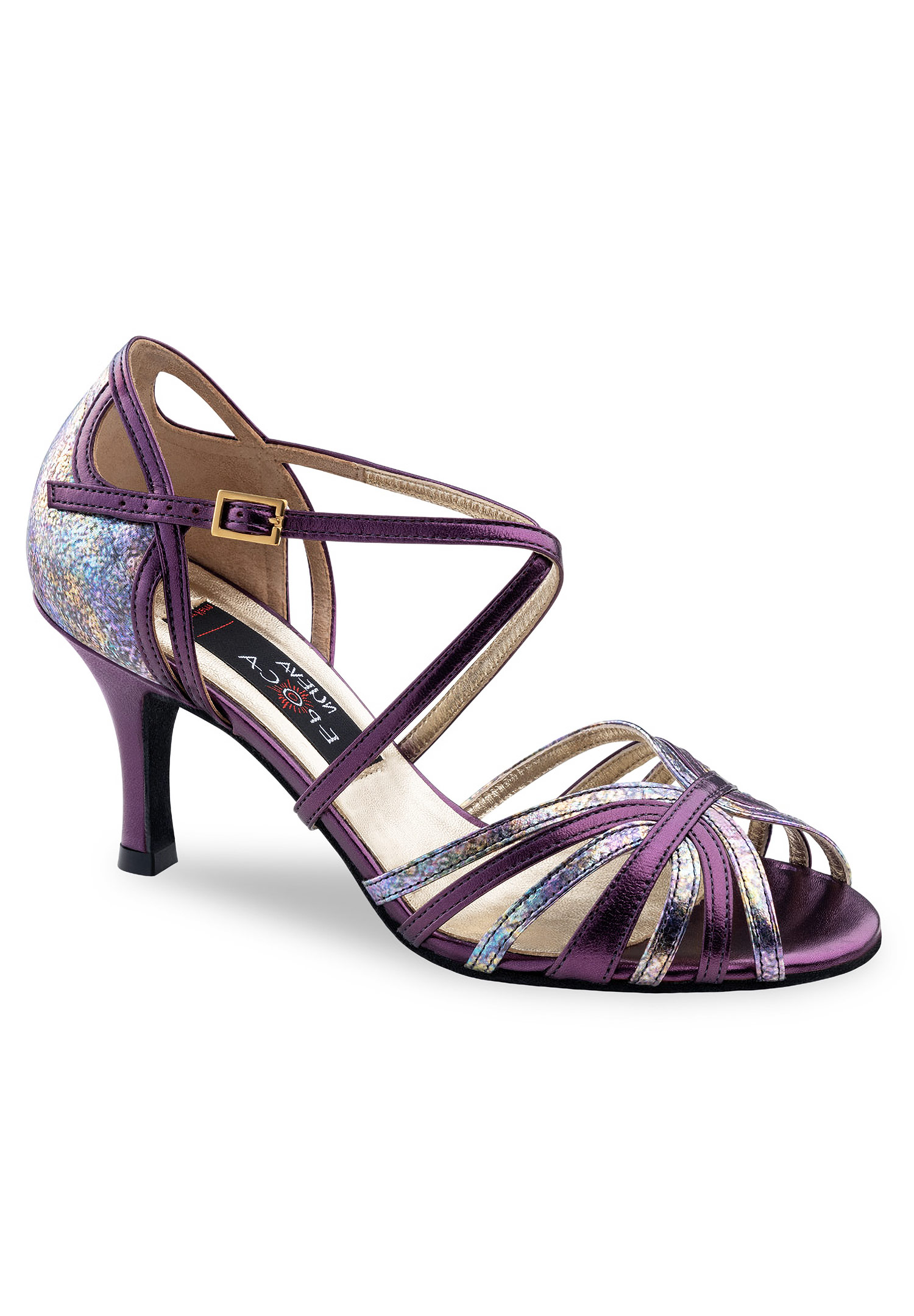 Nueva Epoca Camelia Social Dance Shoes-Prugna Petro/Chevro