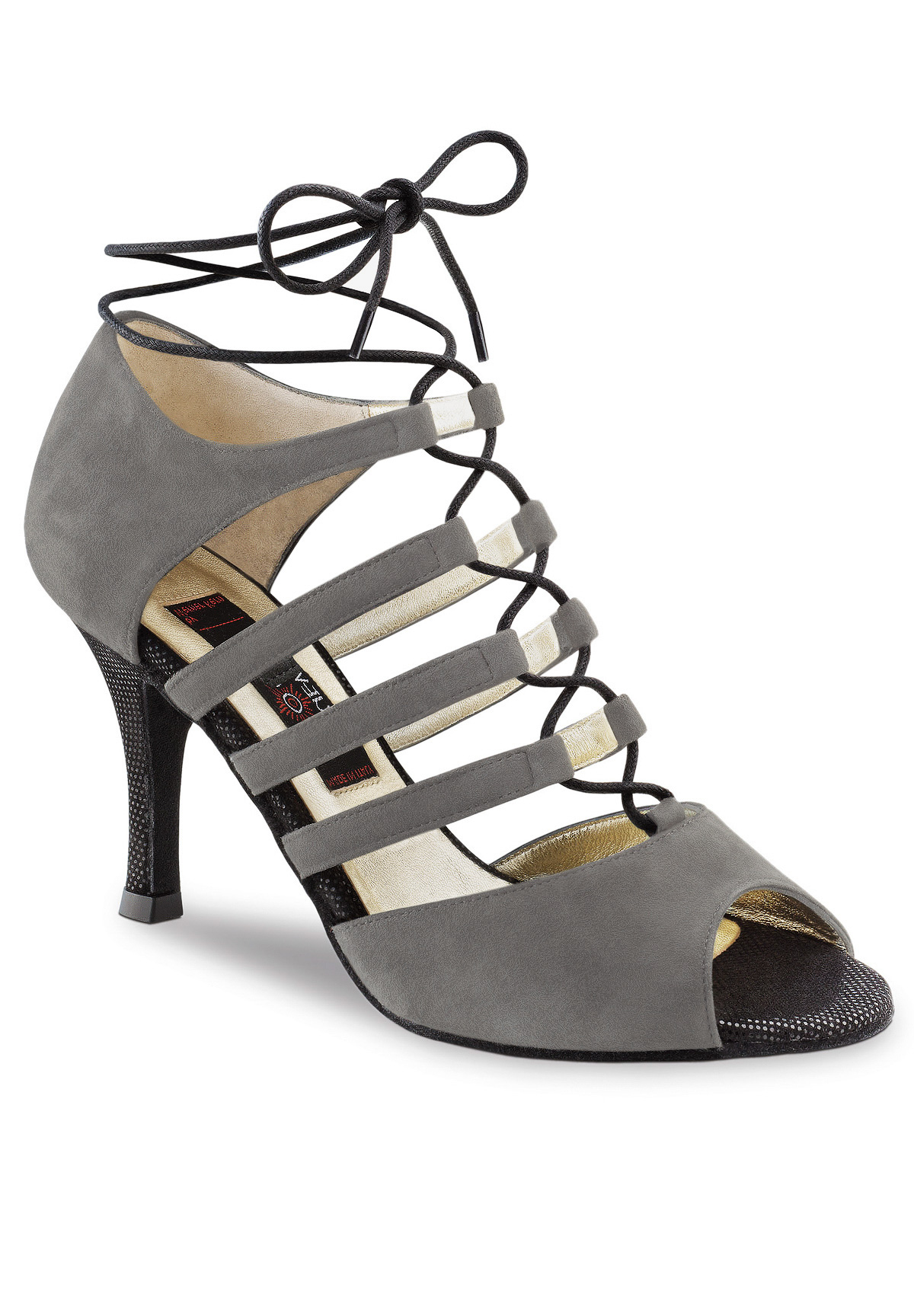 Nueva Epoca Lydia Dance Shoes-Grey Suede / Black Ariel