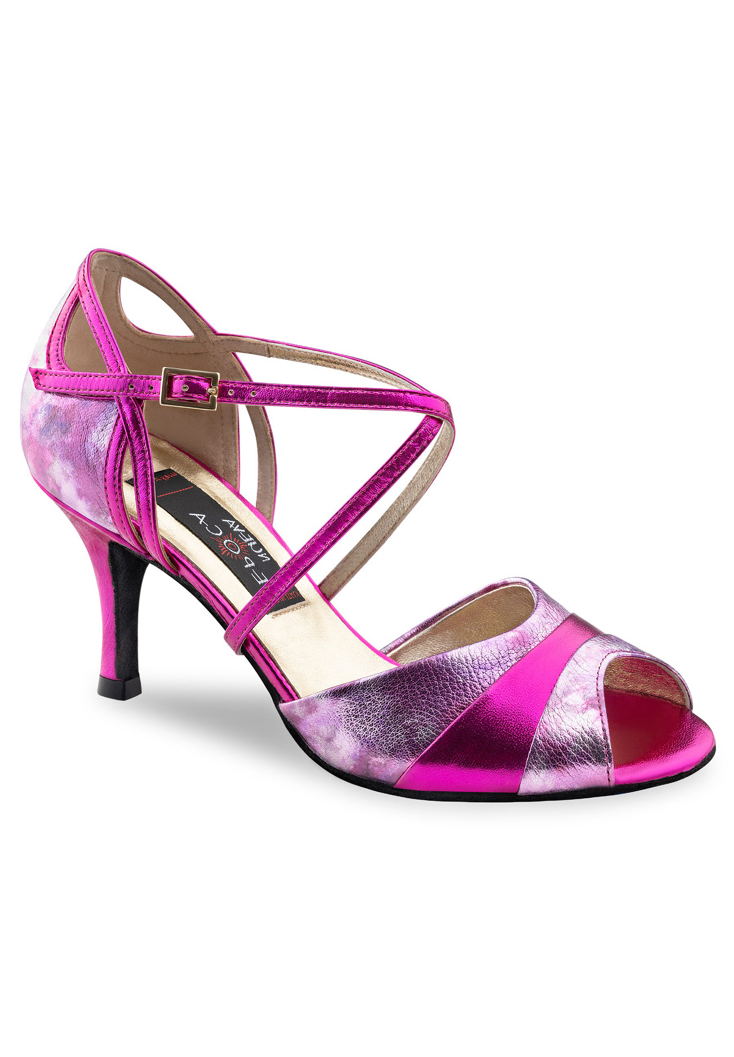 Nueva Epoca Martinee Social Dance Shoes-Fuchsia Chevro/Multi
