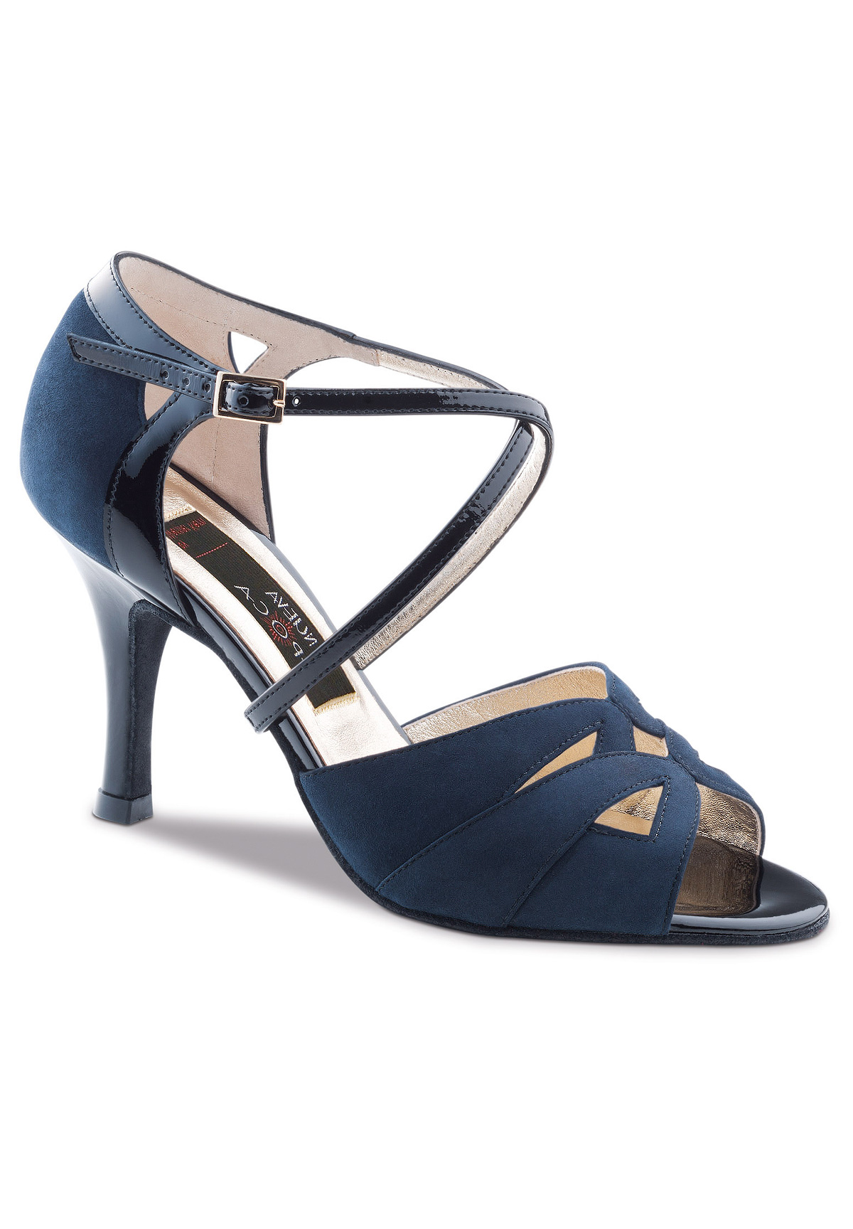 Nueva Epoca Rosita Dance Shoes-Navy Suede / Black Patent