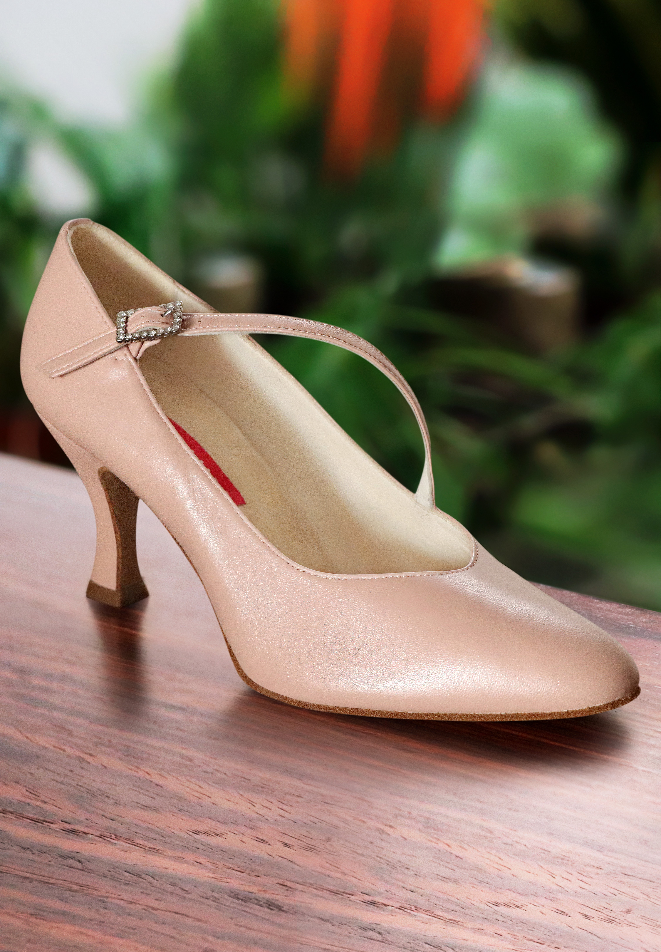 Paoul 1073 Ladies Ballroom Shoes-Pearled Pink Nappa Leather