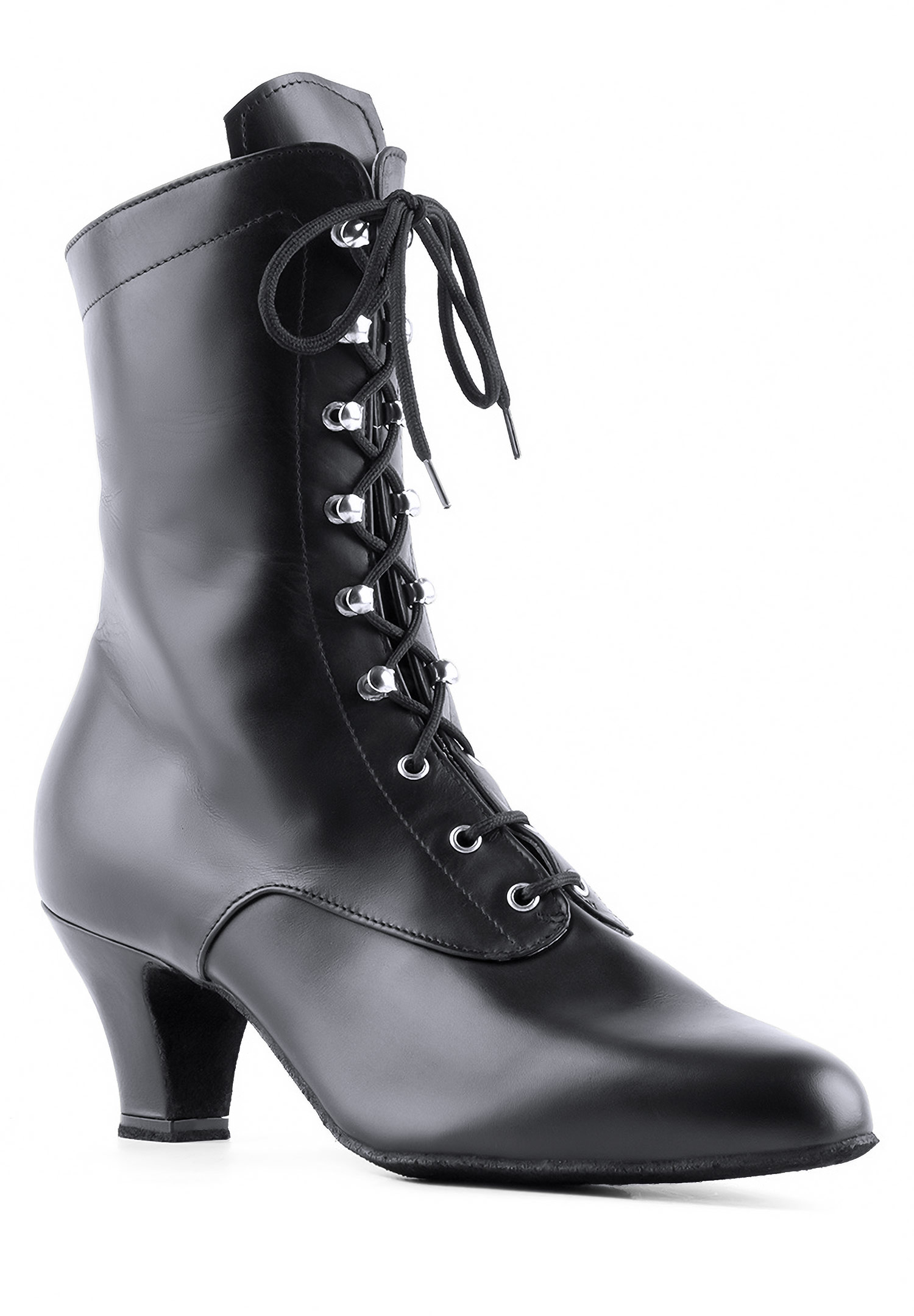 Paoul 127 Edgy Lace-Up Dance Boots-Black Leather