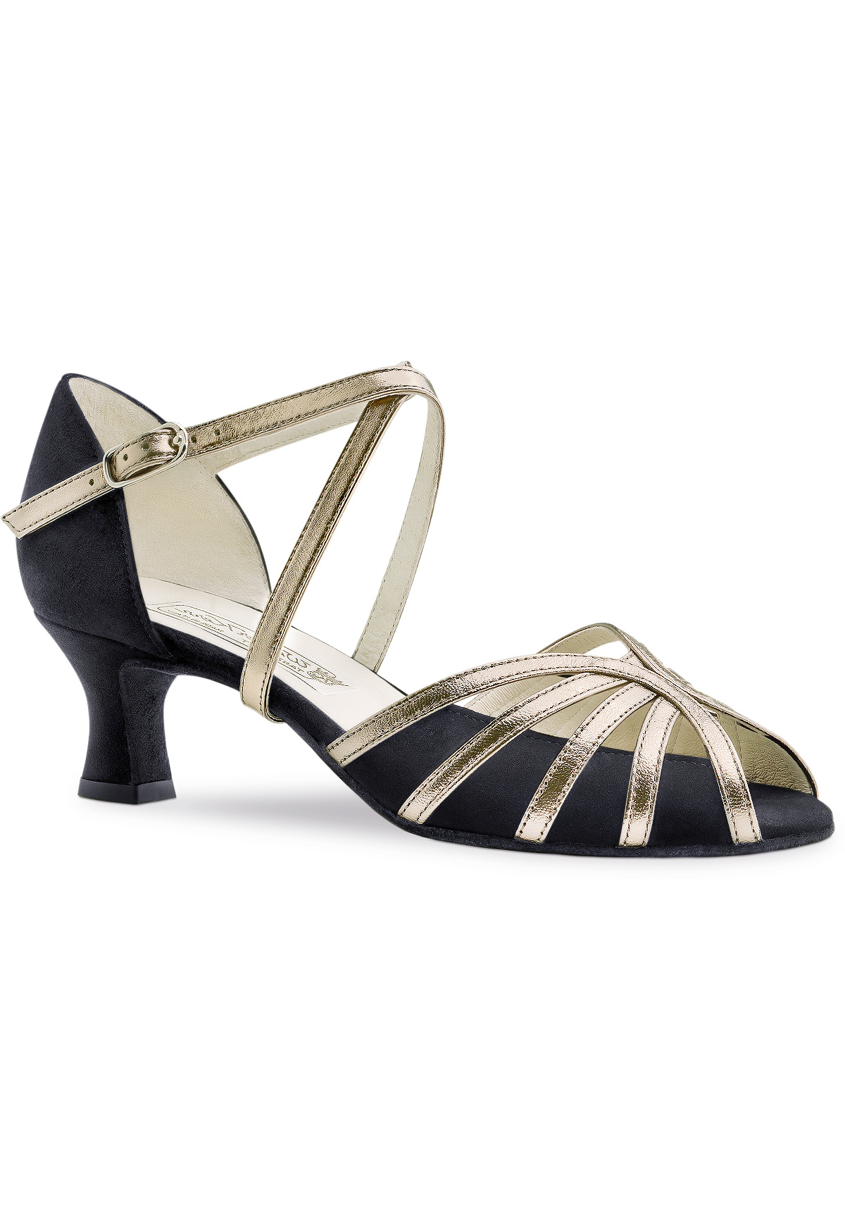 Werner Kern Swantje Fish Toe Dance Shoes-Black Suede/Antique Chevro